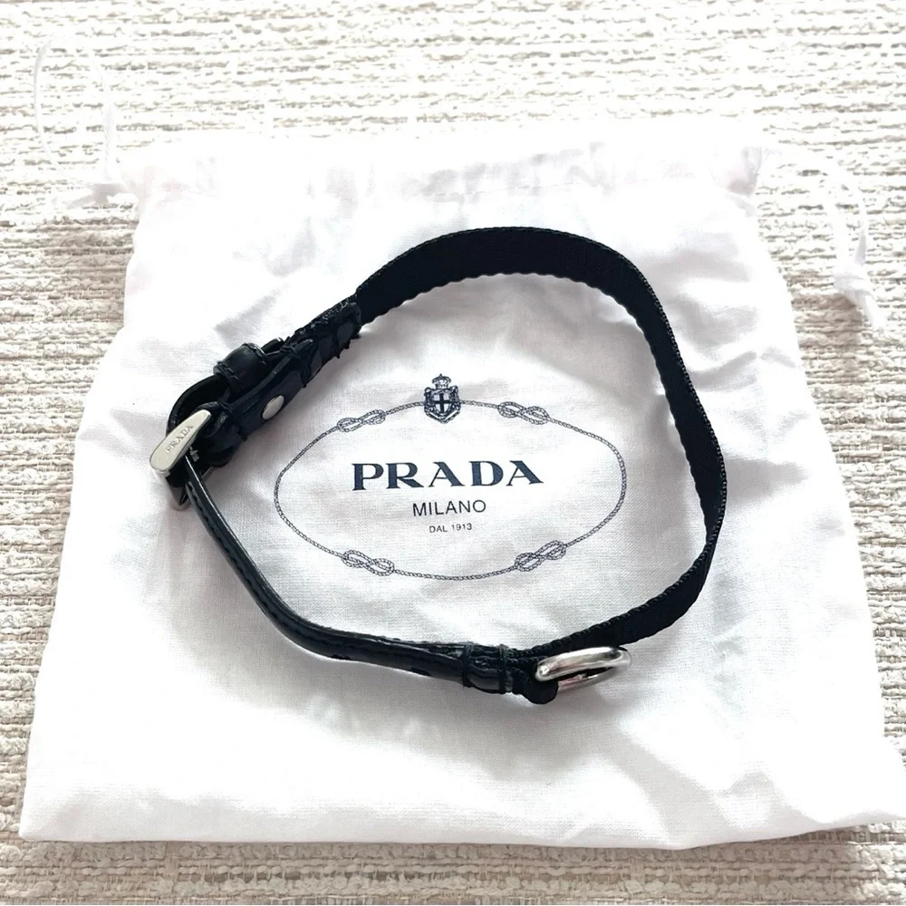 Prada Black Leather Dog Collar with Original Box & Dust Bag!